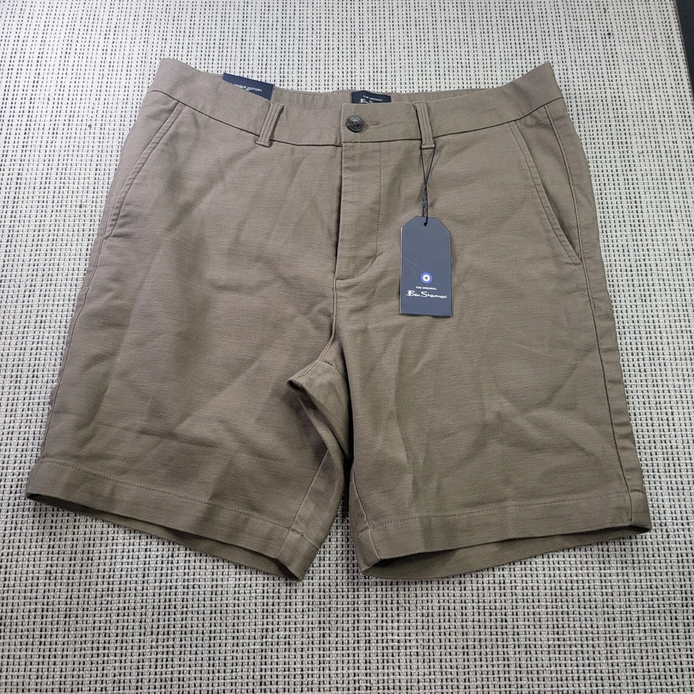 Ben Sherman Shorts Mens 32 Brown Shitake Regular Fit Chino BS15SH342 Stretch NWT
